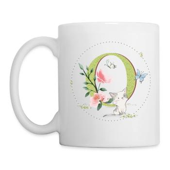 First letter O with cat - Mug - white - Left
