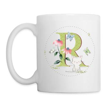 Lettre initiale R avec chat - Mug blanc - blanc - Gauche