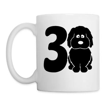 30 years (and) happy with a dog - Mug - white - Left