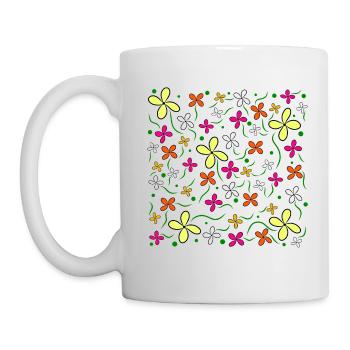 Fleur prairie motif floral fleur vrille fleur fleur - Mug blanc - blanc - Gauche