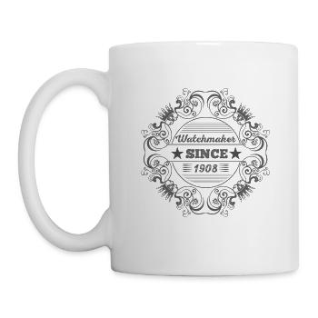 Watchmaker logo in grey, vintage style - Mug - white - Left