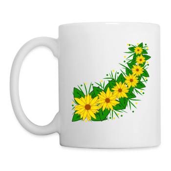 Sunflower Flower Vine Yellow Sunflower Pattern - Mug - white - Left