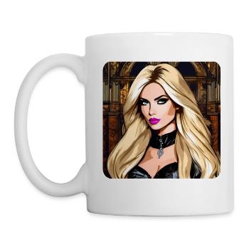 Fille colorée cool avec la bouche rose - Mug blanc - blanc - Gauche