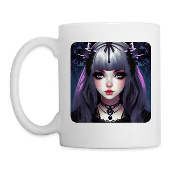 Mignonne fille d’anime gothique - Mug blanc - blanc - Gauche