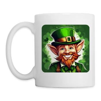 Saint Patricks Day Irish Kobold Leprechaun Wichtel - Tasse - Weiß - Links