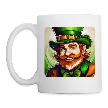 Saint Patricks Day Irish Kobold Leprechaun Wichtel - Tasse - Weiß - Links
