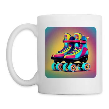 Bunte Disco Rollschuhe im Retro Style - Tasse - Weiß - Links