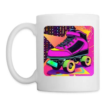 Bunter Disco Rollschuhe im Retro Style - Tasse - Weiß - Links