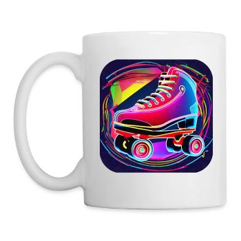 Bunter Disco Rollschuhe im Retro Style - Tasse - Weiß - Links