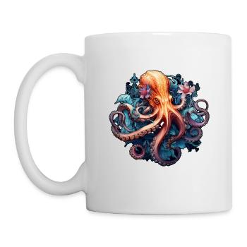 Belle pieuvre avec des fleurs style boho - Mug blanc - blanc - Gauche