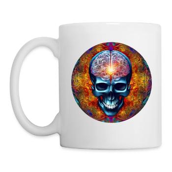 Big Brain bunter psychedelisches Totenschädel - Tasse - Weiß - Links