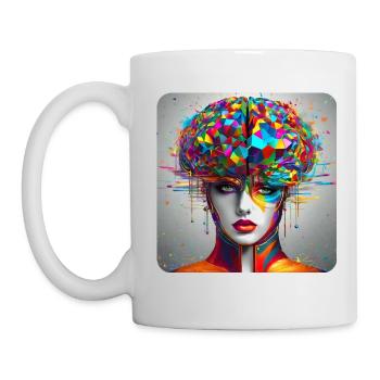 Cooles buntes Psychedelisches Motiv Frau - Tasse - Weiß - Links