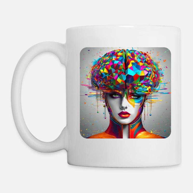 Cool Coloré Psychédélique Motif Femme - Mug blanc - blanc