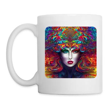 Cooles buntes Psychedelisches Motiv Frau - Tasse - Weiß - Links