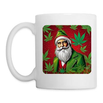 Père Noël avec des feuilles de cannabis - Mug blanc - blanc - Gauche