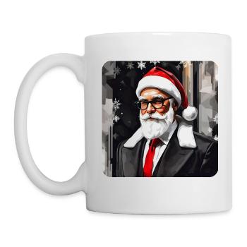 Père Noël moderne en costume et cravate - Mug blanc - blanc - Gauche