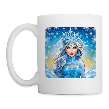 Winter Eiskönigin mit Eiskristallen - Tasse - Weiß - Links