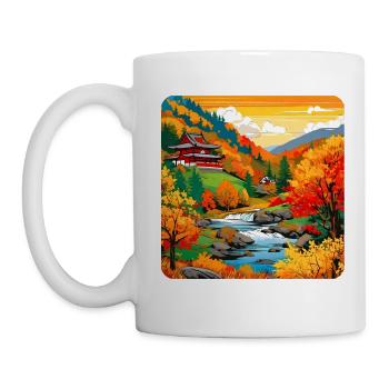 Bunte Herbstlandschaft - Tasse - Weiß - Links