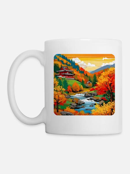 Bunte Herbstlandschaft - Tasse - Weiß