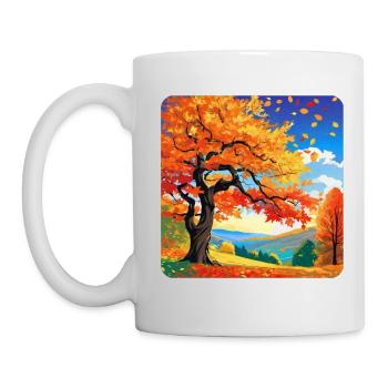 Bunte Herbstlandschaft - Tasse - Weiß - Links