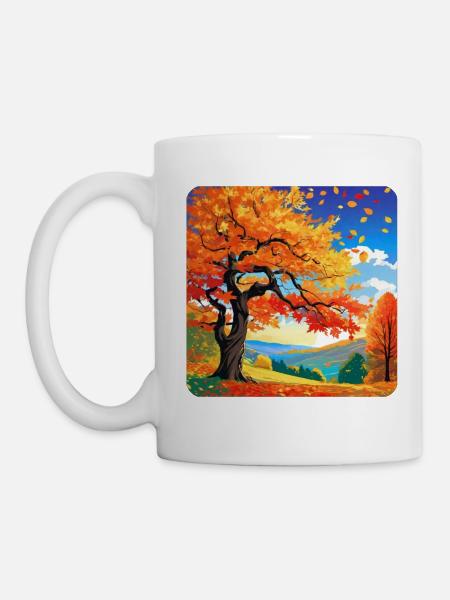 Bunte Herbstlandschaft - Tasse - Weiß