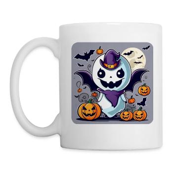 Mignon monstre d’Halloween avec des citrouilles - Mug blanc - blanc - Gauche