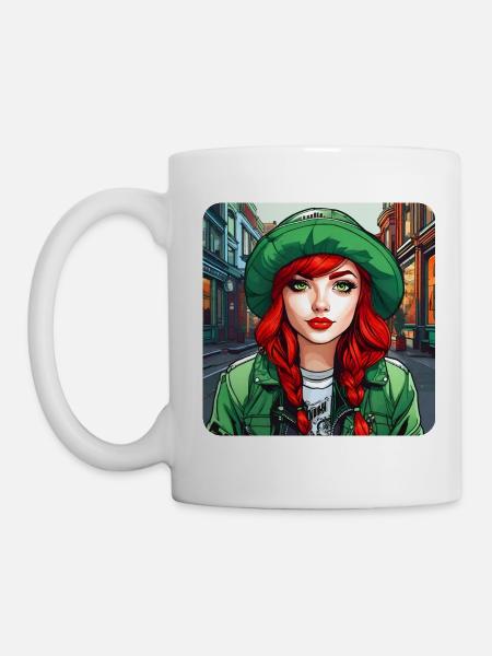 Cooles irisches rothaariges Mädchen - Tasse - Weiß