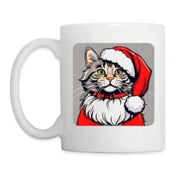 Chat de Noël mignon - Mug blanc - blanc - Gauche