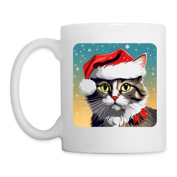 Chat de Noël mignon - Mug blanc - blanc - Gauche