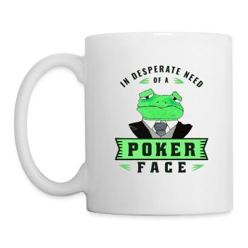 Poker Face - Frog Green Exam Test Green Black - Mug - white - Left