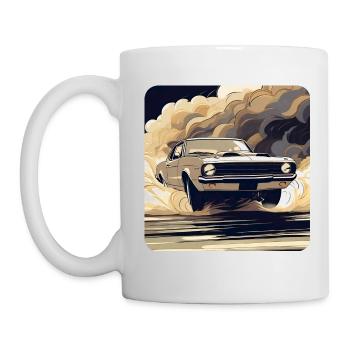 Oldtimer Drift Auto Turbo Rallye mit Rauch - Tasse - Weiß - Links