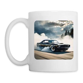 Schwarzes Odtimer Drift Auto Turbo mit Rauch - Tasse - Weiß - Links