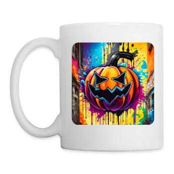 Spooky Halloween Pumpkin Head in Graffiti Style - Mug - white - Left