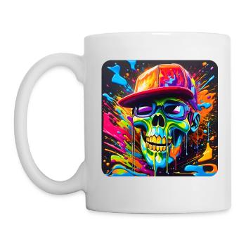 Crâne cool avec des lunettes de soleil dans le style graffiti - Mug blanc - blanc - Gauche
