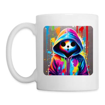 Creepy Ghost in Hoodie Graffiti Style - Mug - white - Left