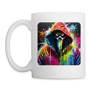 Démon effrayant dans un sweat à capuche de style graffiti - Mug blanc - blanc - Gauche