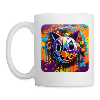 Lustiges Grusel Monster im Graffiti Style - Tasse - Weiß - Links