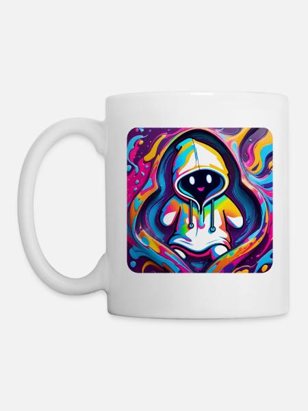 Cooles Graffiti Gespenst mit Hoodie - Tasse - Weiß