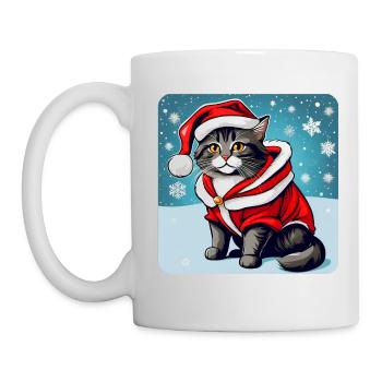Chat mignon en costume de Noël - Mug blanc - blanc - Gauche