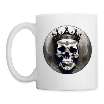 Grinning skull with crown - Mug - white - Left