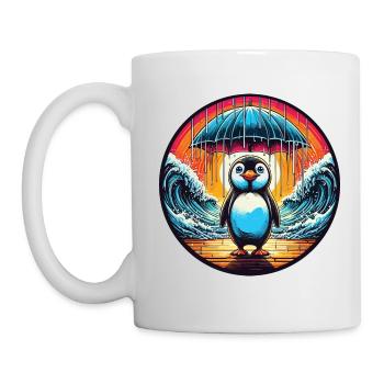 Le manchot Moïse avec un parapluie divise la mer - Mug blanc - blanc - Gauche