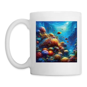 Récif corallien vivant Aquarium Art sous-marin - Mug blanc - blanc - Gauche