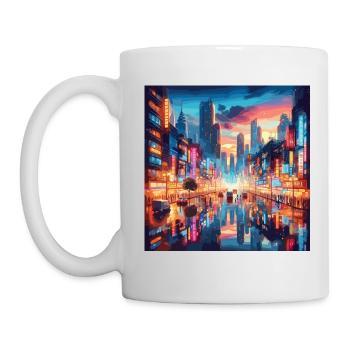 Neo Tokyo bei Nacht Metropole Japan Großstadt - Tasse - Weiß - Links
