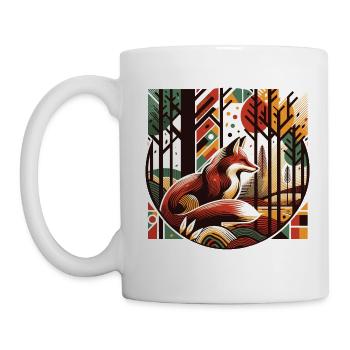 Fuchs im Wald Retro Vintage Street Art Style - Tasse - Weiß - Links