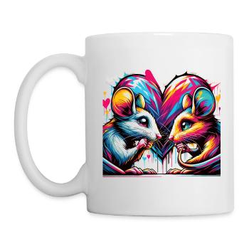 Verliebte Mäuse Liebe Herz Graffiti Street Art - Tasse - Weiß - Links