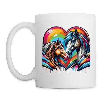 Pferdeliebe verliebte Pferde Herz Graffiti Style - Tasse - Weiß - Links
