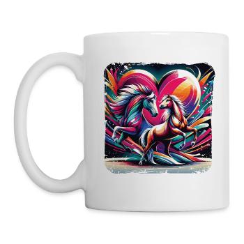 Pferdeliebe verliebte Pferde Herz Graffiti Style - Tasse - Weiß - Links