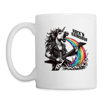 Rocker Heavy Metal Unicorn Pukes Rainbow - Mug - white - Left