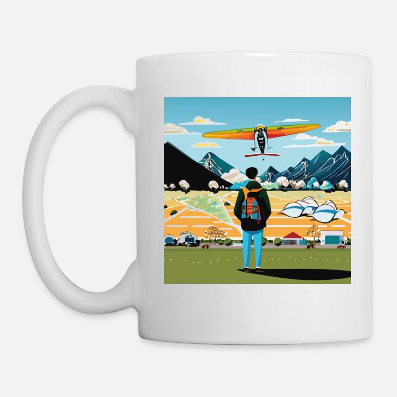 GuyWatchingPlanesVier - Tasse - Weiß