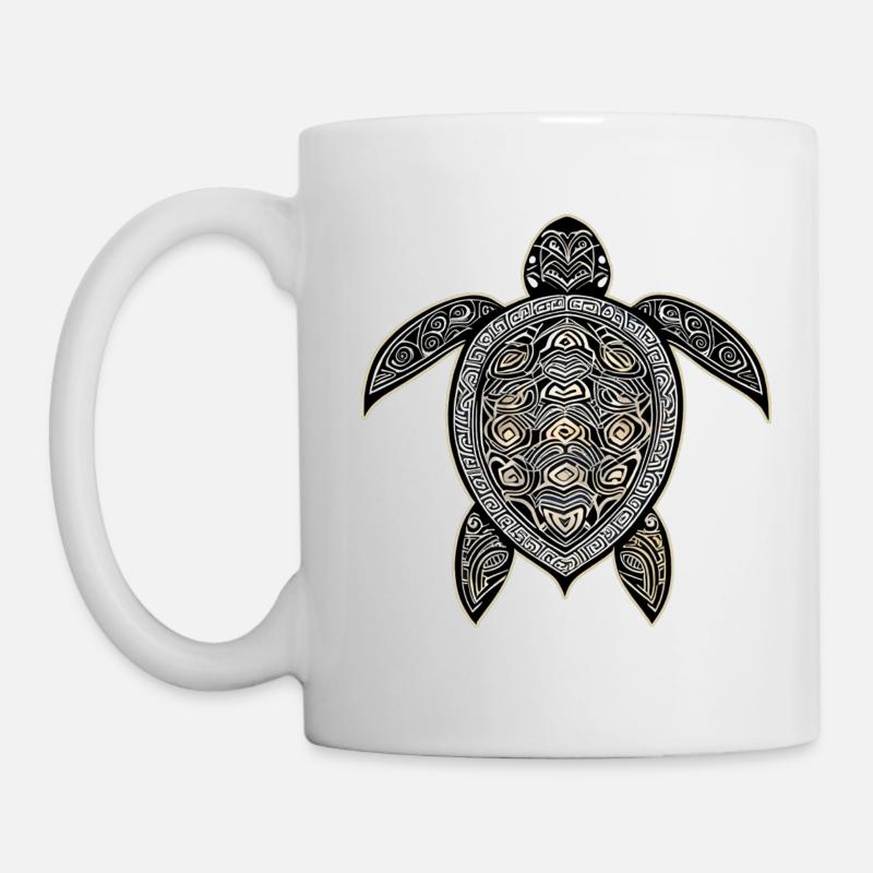 Maori Symbol Schildkröte II - Tasse - Weiß